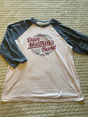 Dave Matthews Band Raglan Tee in White and Heather Blue